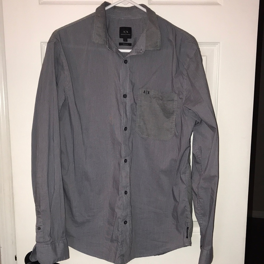 A|X Armani Exchange Blue Gray Button-Up Shirt Large